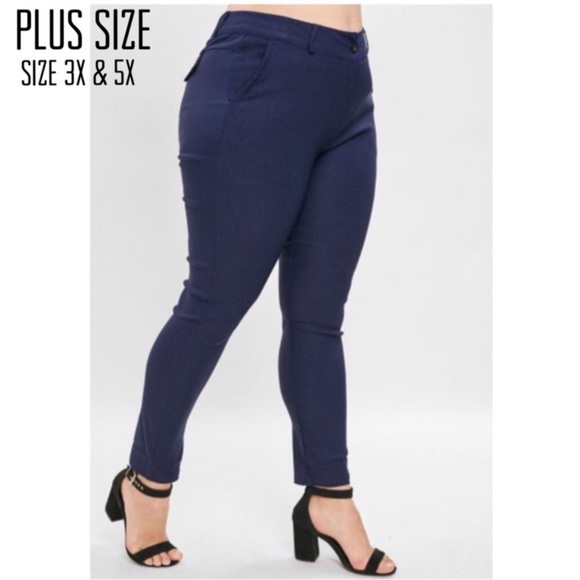 Pants - Plus Size Navy High Waist Pants Pants - Plus Size Navy High Waist Pants